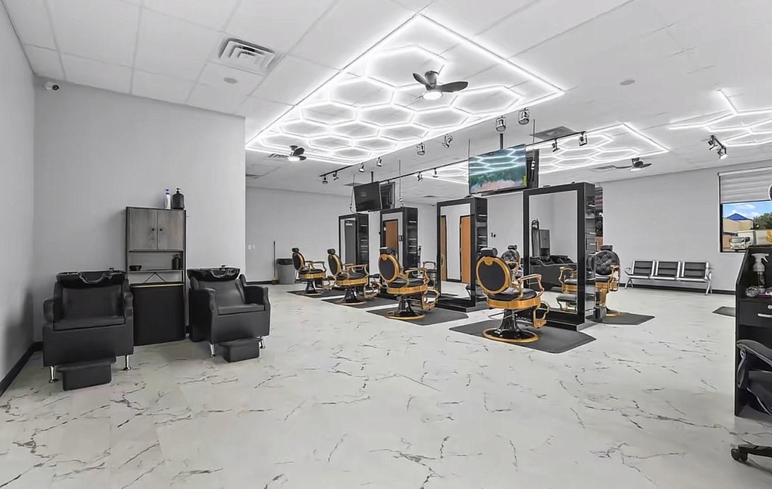 Spacious Motor City Clippers interior and wash stations